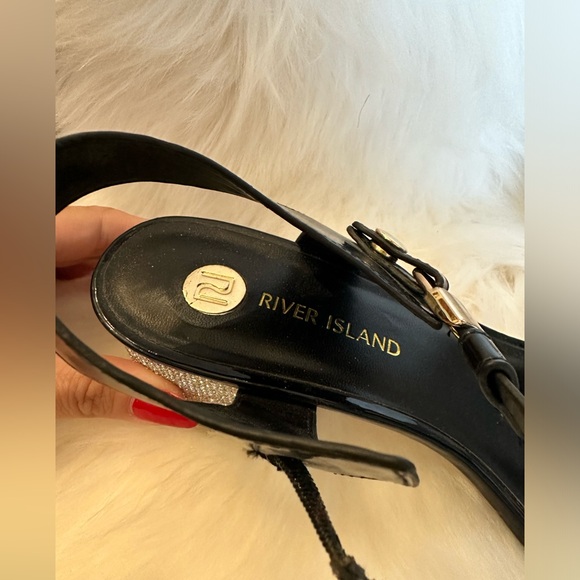 River Island Women's Black and gold diamond heels Sandals - Picture 6 of 9